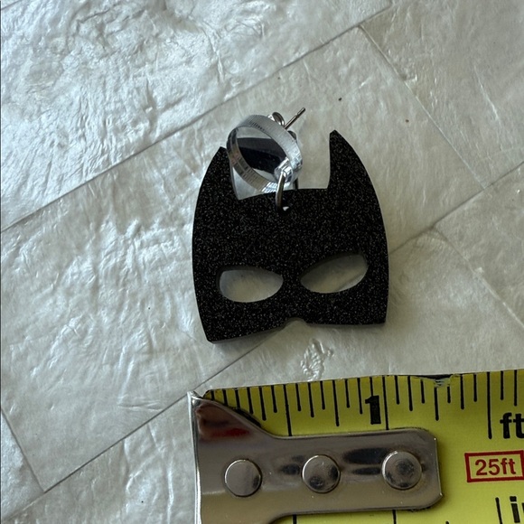 Batman Earrings Mask Glittery Acrylic Comic Book - Picture 6 of 6